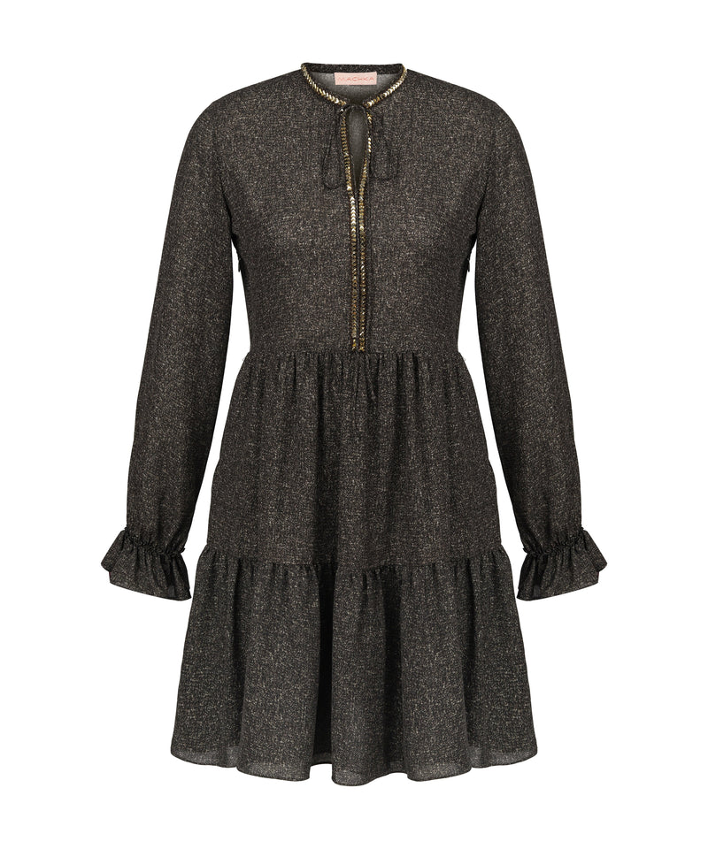 Machka Tweed Pattern Dress Brown