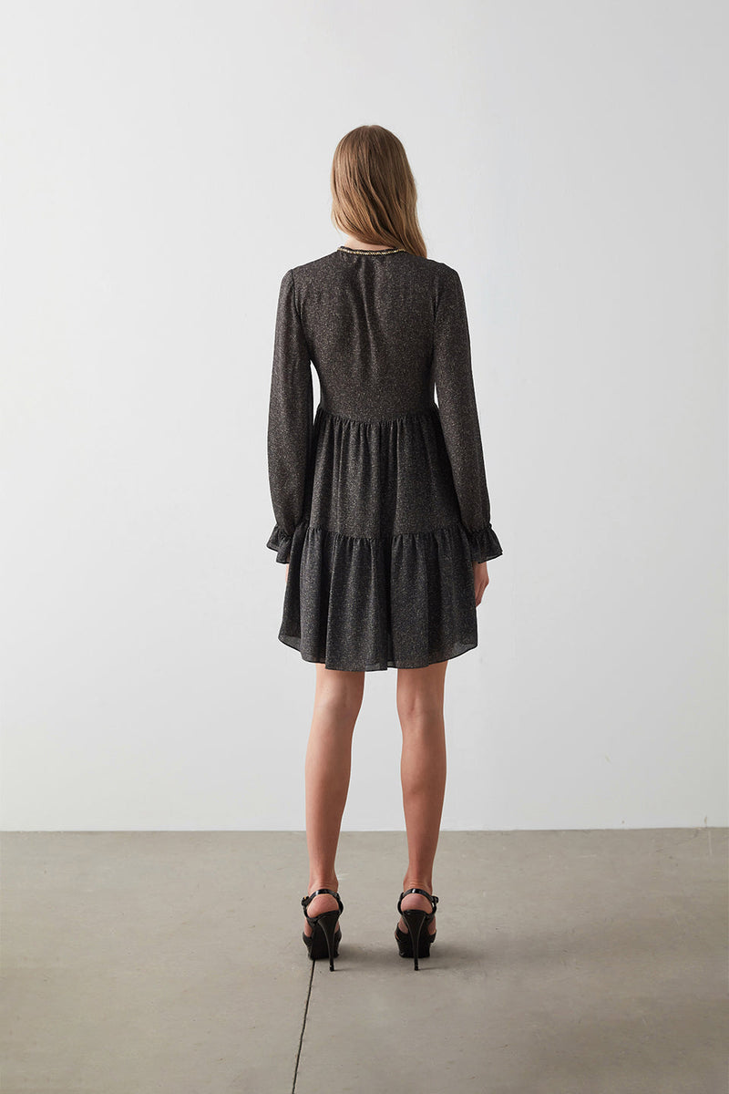 Machka Tweed Pattern Dress Brown