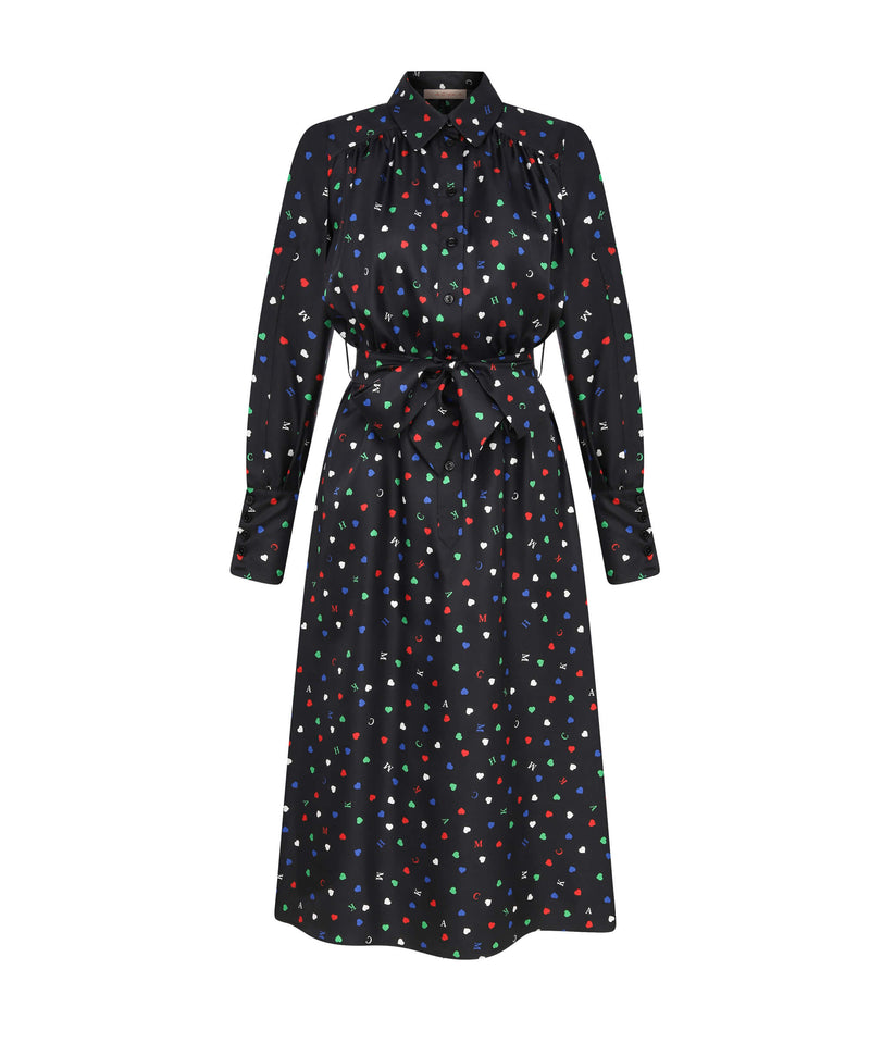 Machka Heart Print Shirt Dress Black