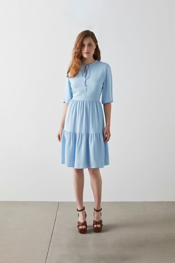 Machka Lace Collar Detail Dress Blue