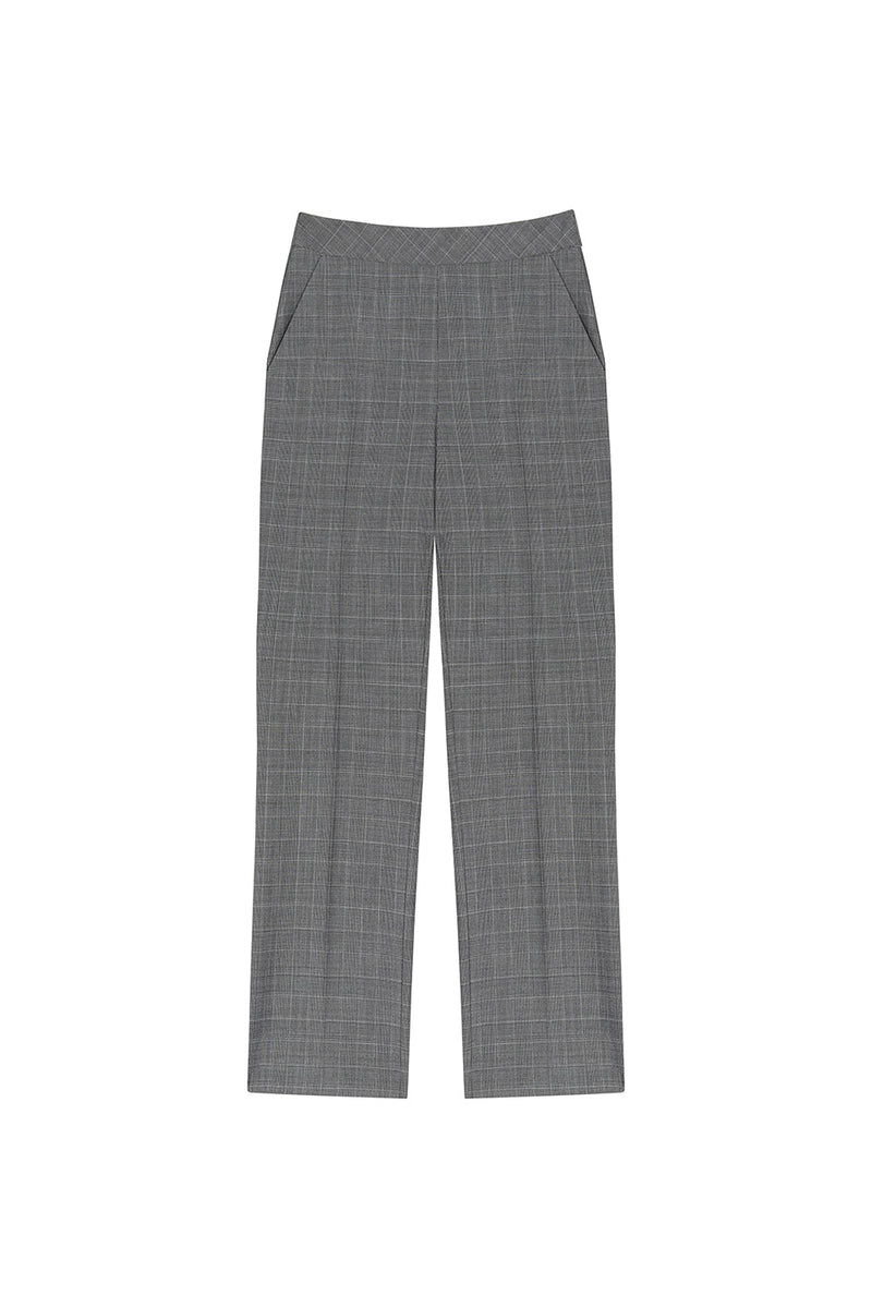 Machka Plaid Pattern Palazzo Trouser Grey