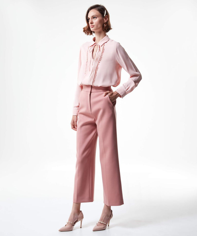 Machka Solid Wide Leg Pants Powder