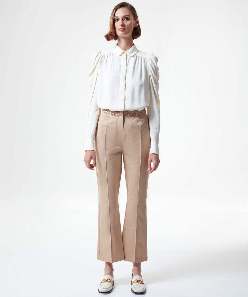 Machka Classic Waist Pin Tuck Solid Trouser Sand