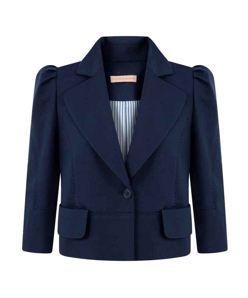 Machka Wide Collar Single Breasted Blazer Navy