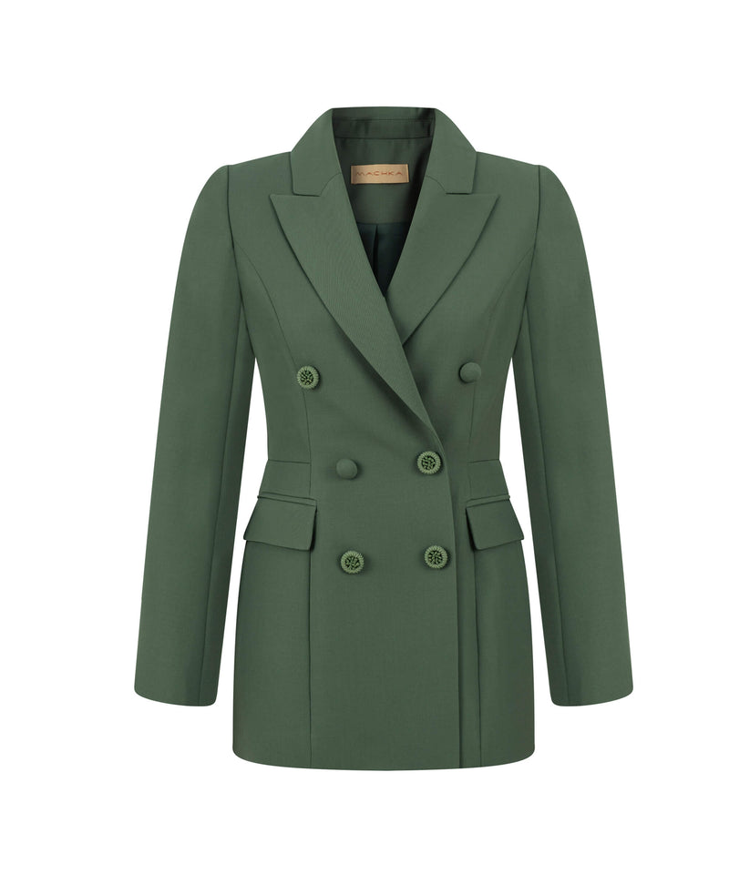 Machka Double-Breasted Jacket With Embellished Buttons Dark Green