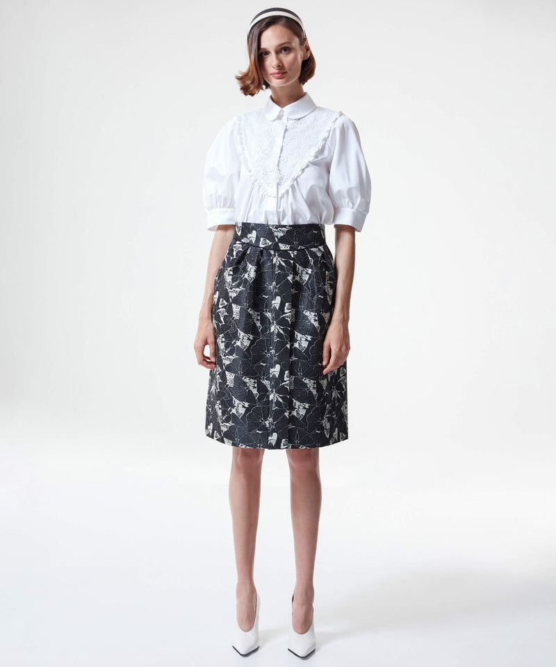 Machka Embroidered Floral Yoke Solid Shirt White