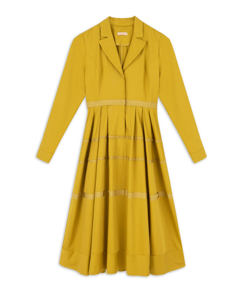 Machka Grosgrain Striped Poplin Dress Yellow