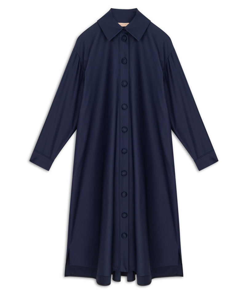 Machka Belted Midi Shirt Dress Navy Blue