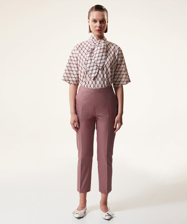 Machka Solid Straight Fit Trousers Old Rose