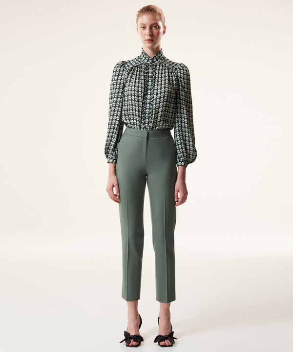 Machka Solid Relaxed Fit Trousers Light Green