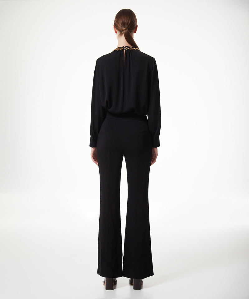 Machka Wide Leg Solid Trousers Black