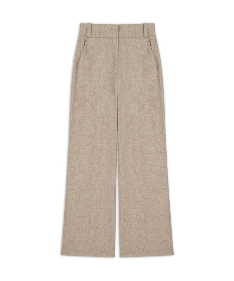 Machka Wool Blend Straight Fit Trousers Beige