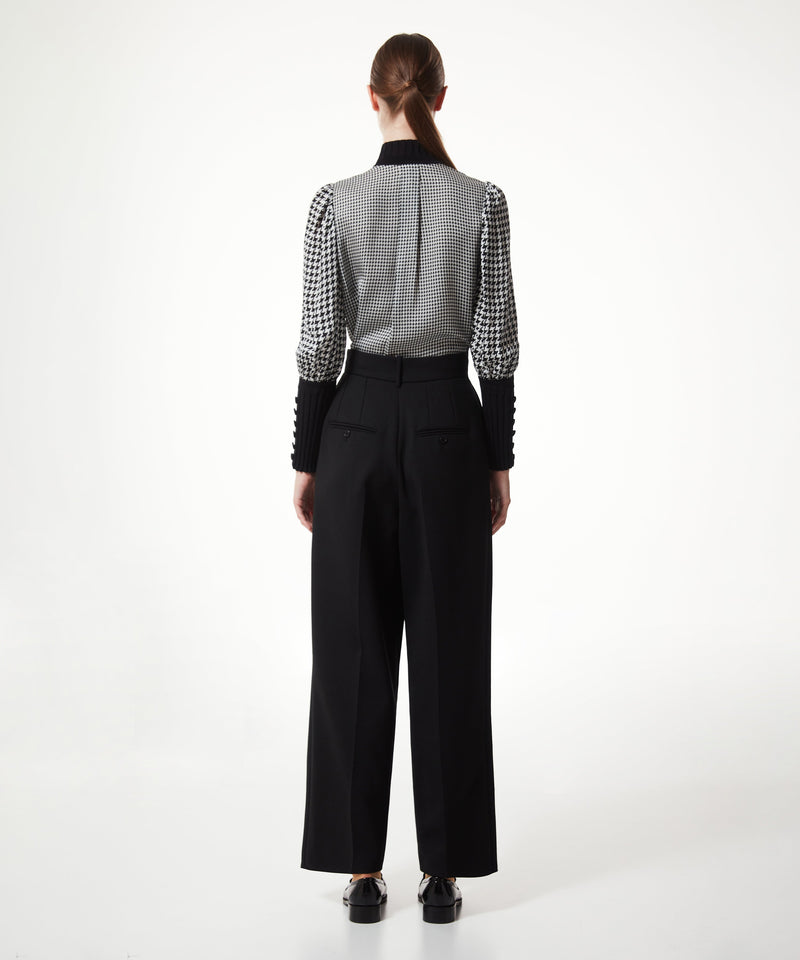 Machka Wool-Blend Wide-Cut Trousers Black