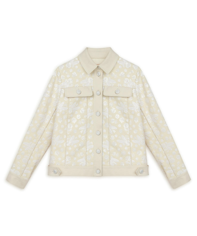 Machka Sequined Twill Jacket Off White