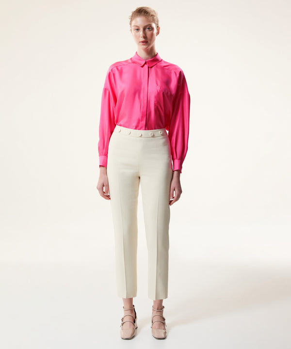 Machka Shiny Textured Solid Shirt Fuchsia