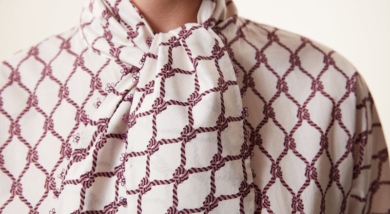 Machka Patterned Lace Collar Detail Blouse Ecru