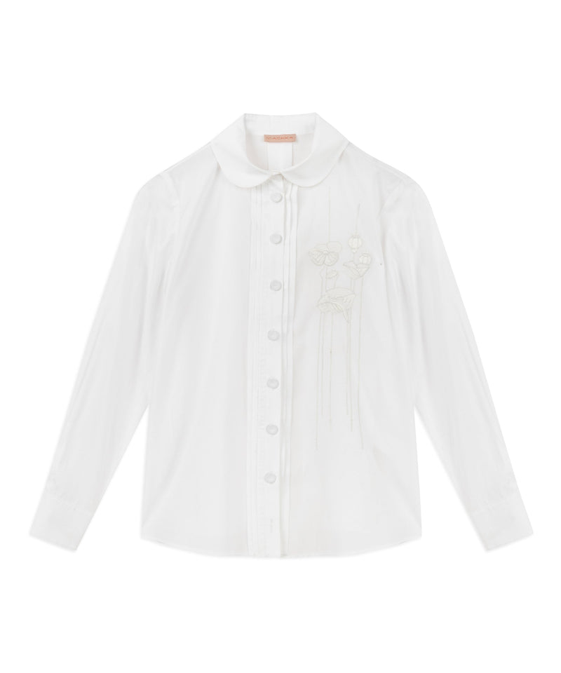 Machka Embroidered Detail Poplin Shirt White