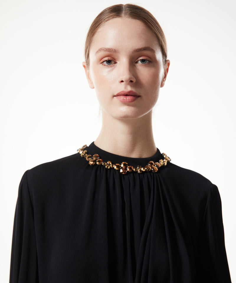 Machka Stone-Embroidered Blouse Black