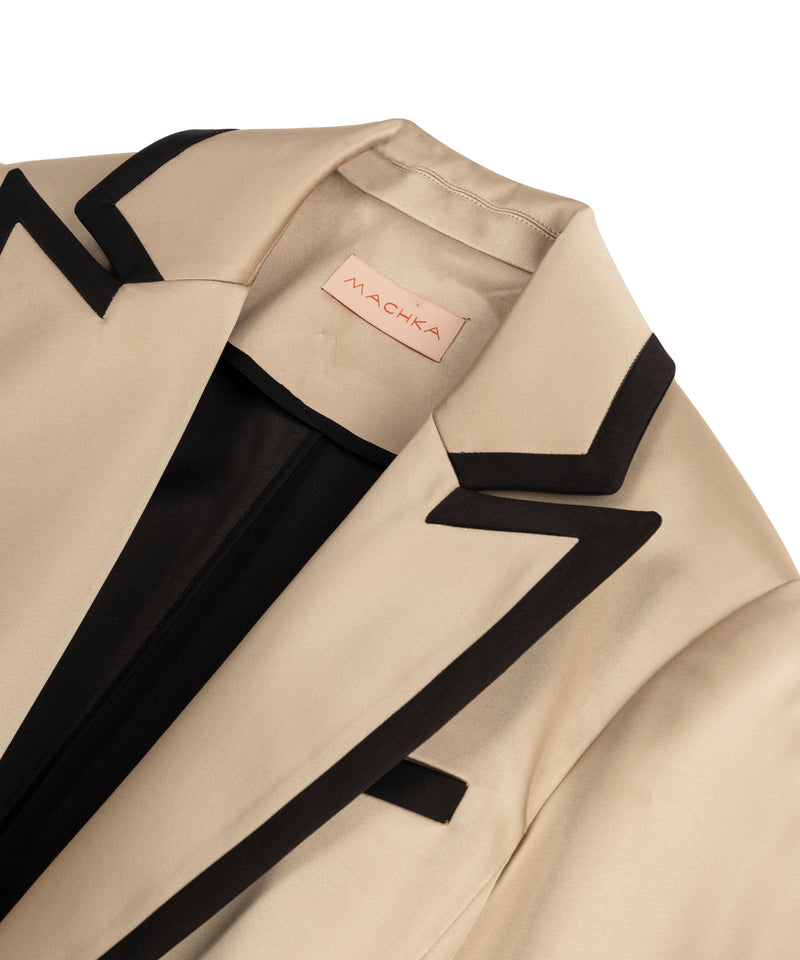 Machka Contrast Piping Top Coat Cream