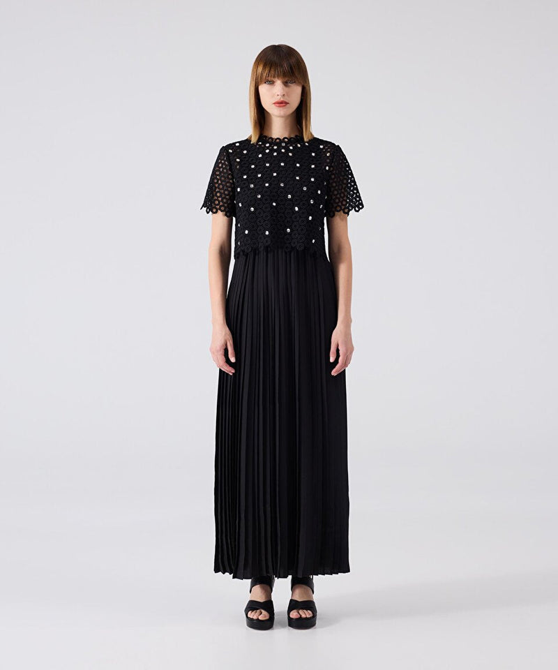 Machka Two-Piece Pleated Dress Black