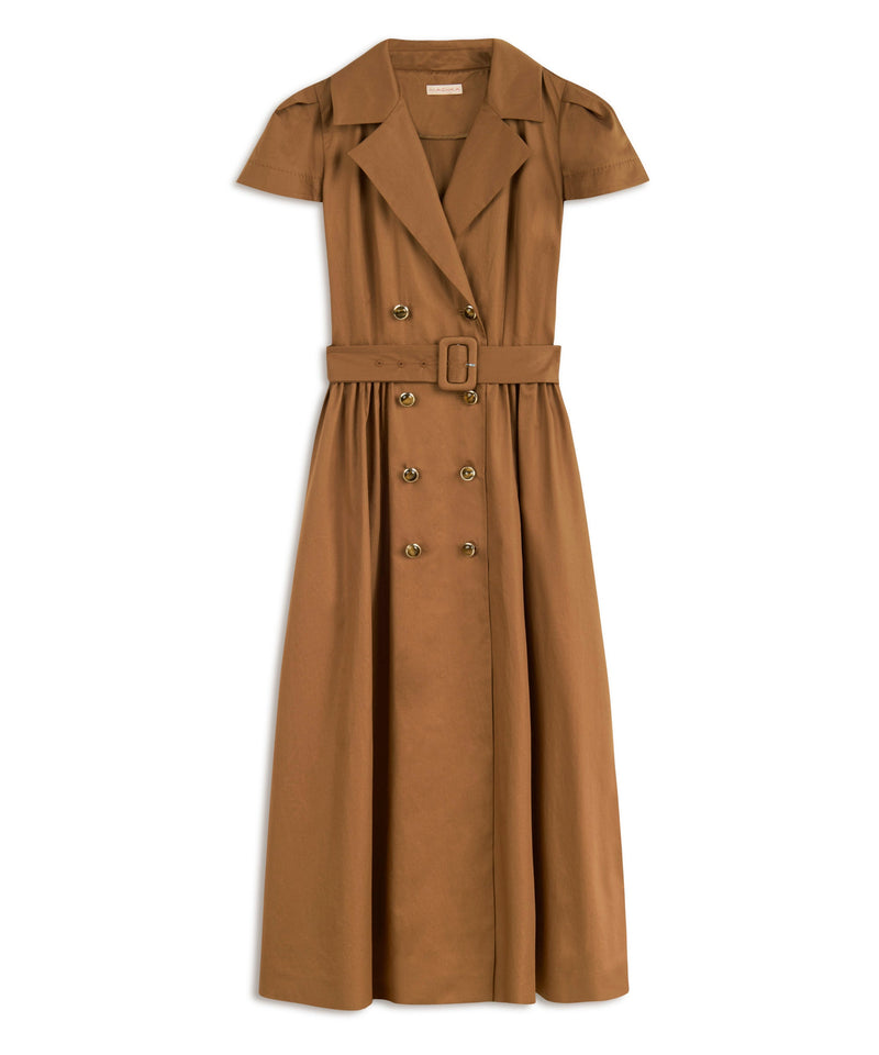 Machka Poplin Dress With Metal Buttons Bronze