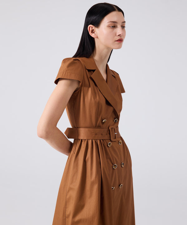 Machka Poplin Dress With Metal Buttons Bronze