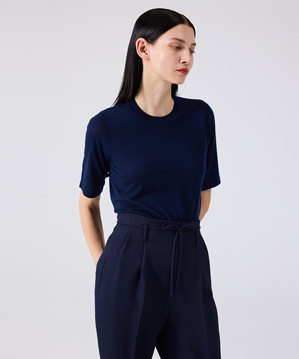 Machka Cigarette Fit Wool Trousers Navy