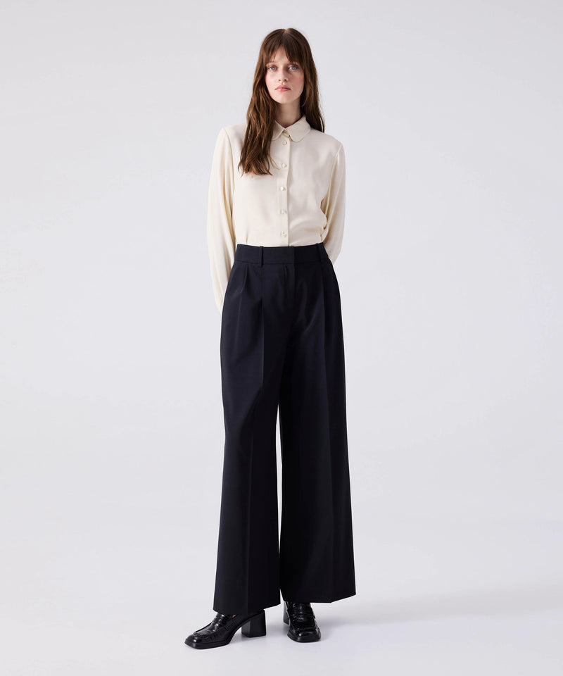 Machka Pleated Wide Leg Fit Trousers Black