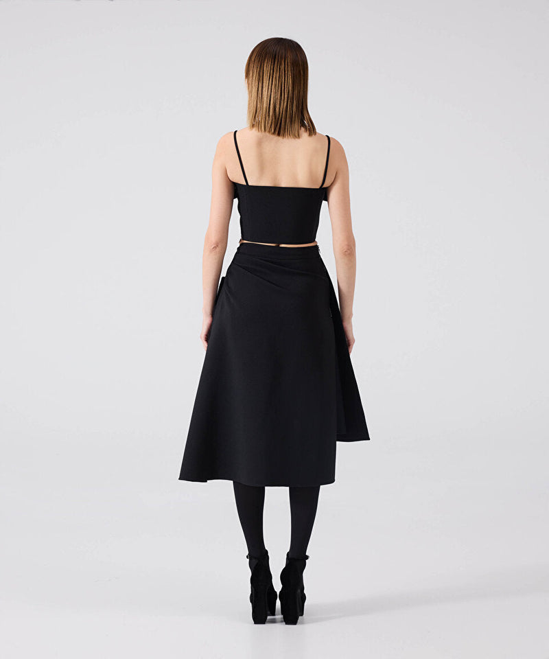 Machka Bow Midi Skirt Black