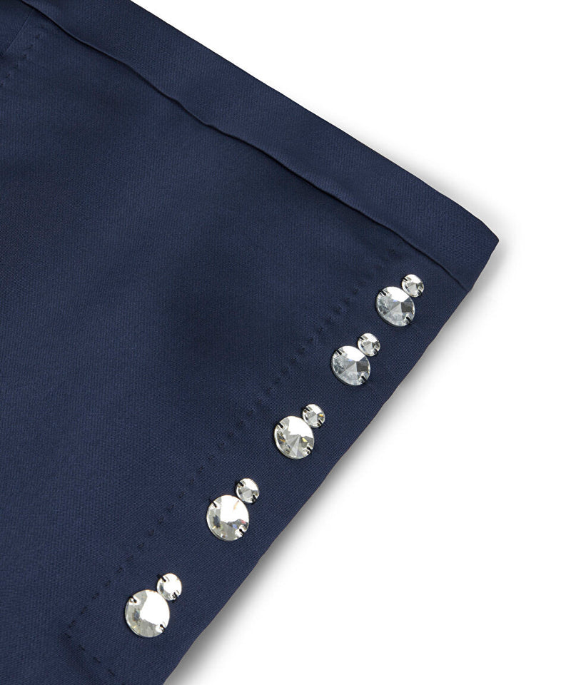 Machka Stone Embroidered Mikado Skirt Navy