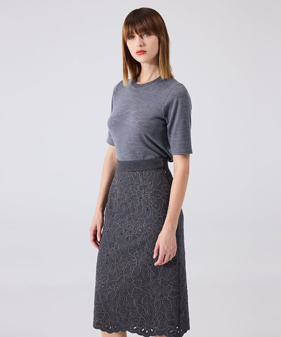 Machka Scallop Skirt Anthracite – Wardrobe Fashion SA
