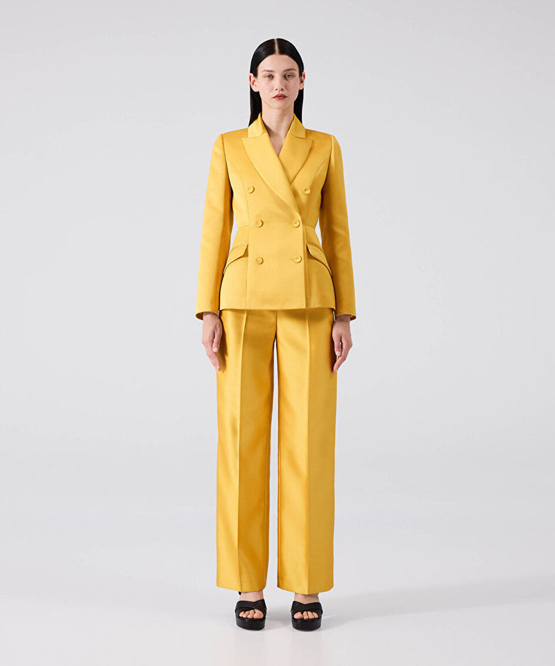 Machka Satin Duchess Blazer Yellow