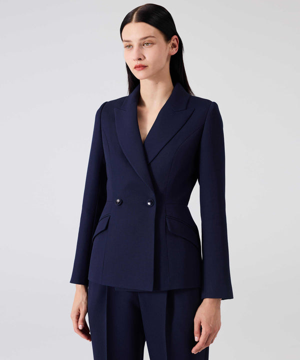 Machka Double Breasted Wool Blazer Navy