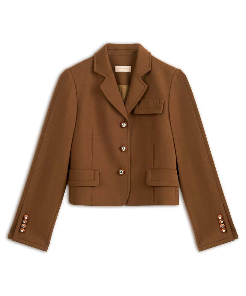 Machka Short Blazer With Metal Buttons
 Brick