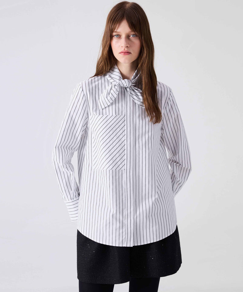 Machka Poplin Shirt With Tie Collar Off White