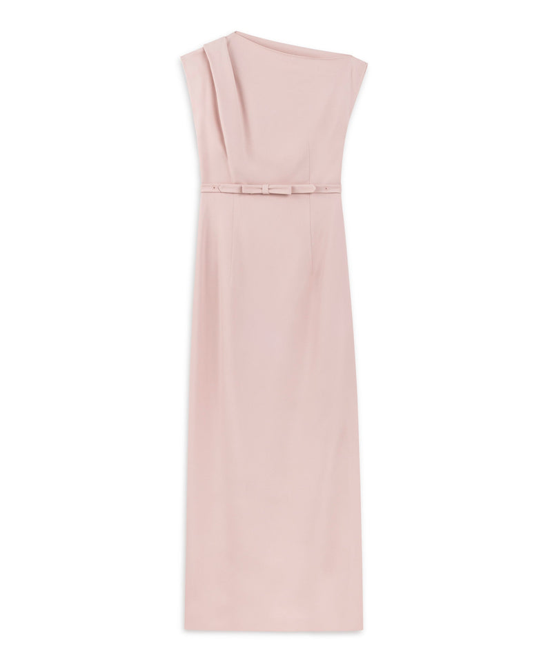 Machka Belted Crepe Dress Powder