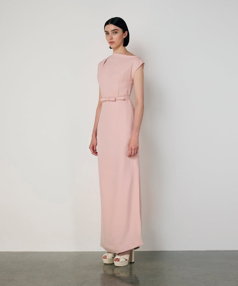 Machka Belted Crepe Dress Powder