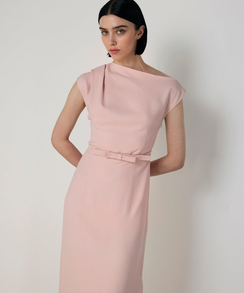 Machka Belted Crepe Dress Powder