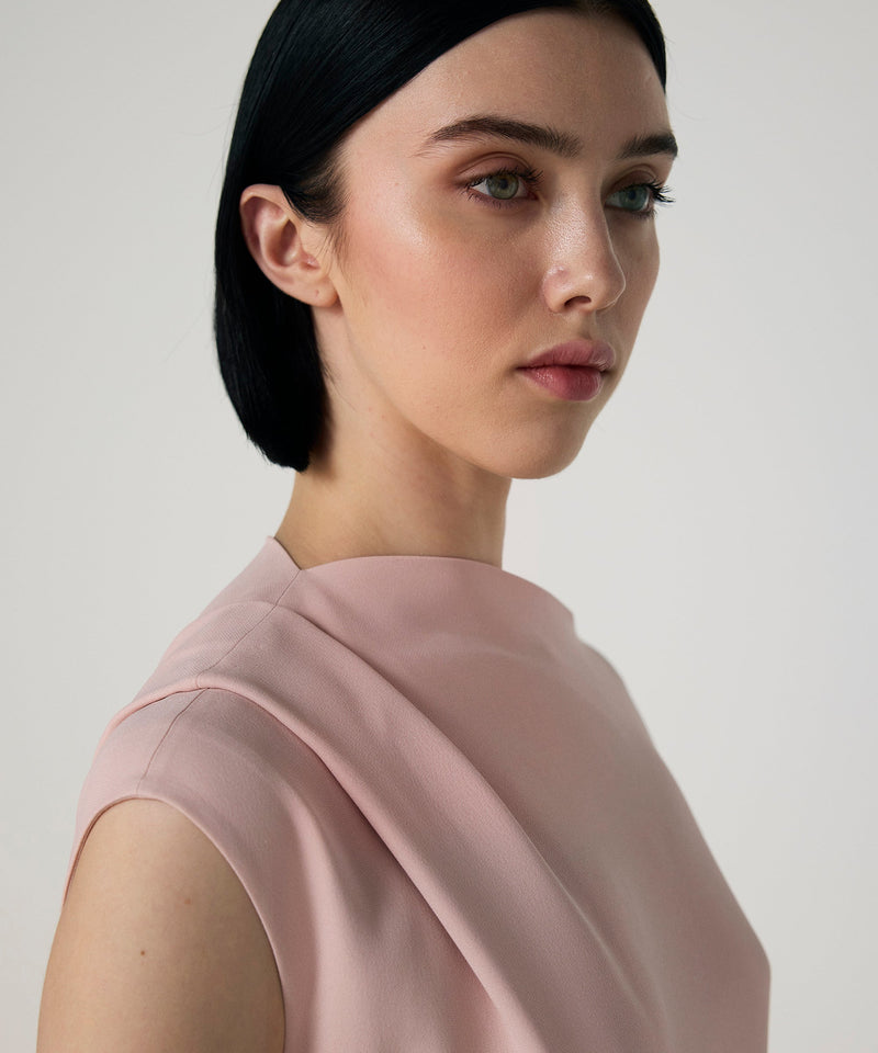 Machka Belted Crepe Dress Powder