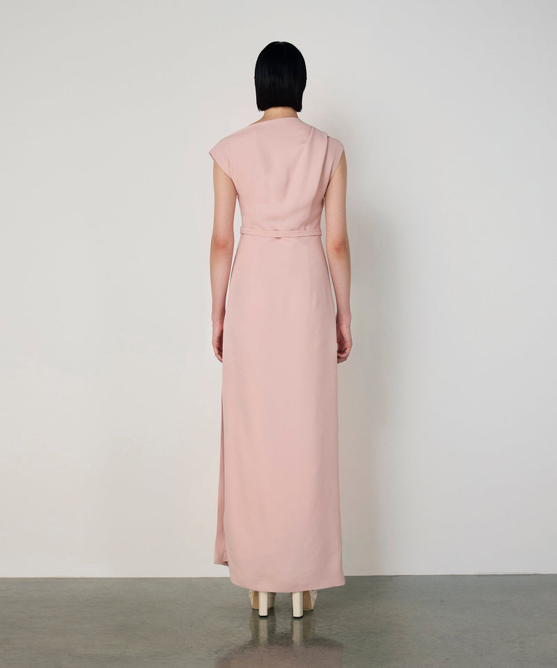 Machka Belted Crepe Dress Powder