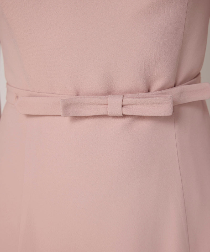 Machka Belted Crepe Dress Powder