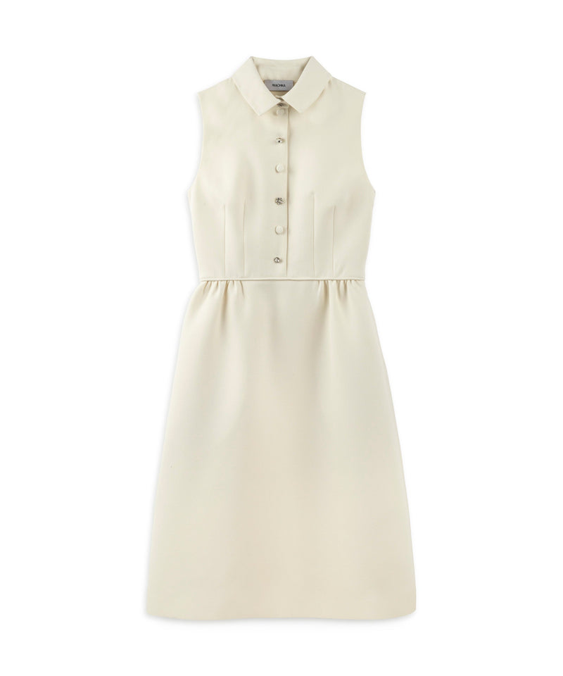 Machka Mixed Button Crepe Dress Ecru