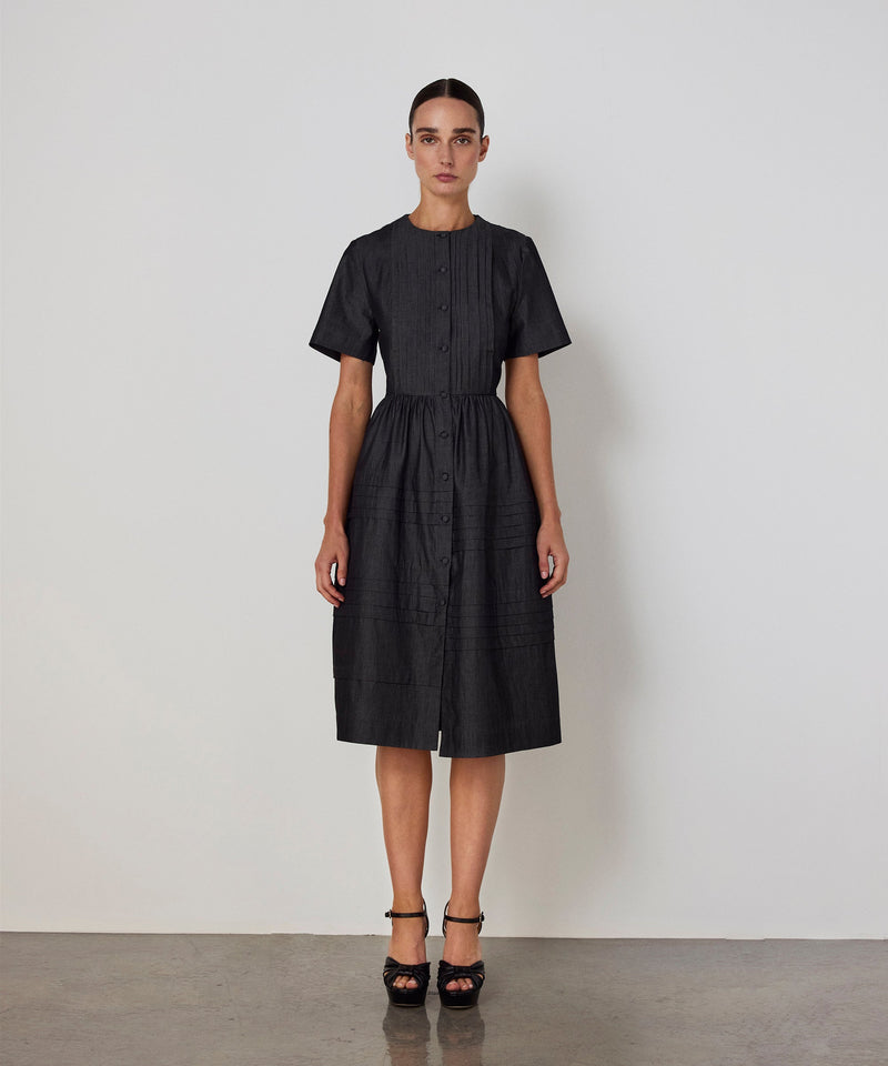 Machka Ribbed Poplin Dress Anthracite