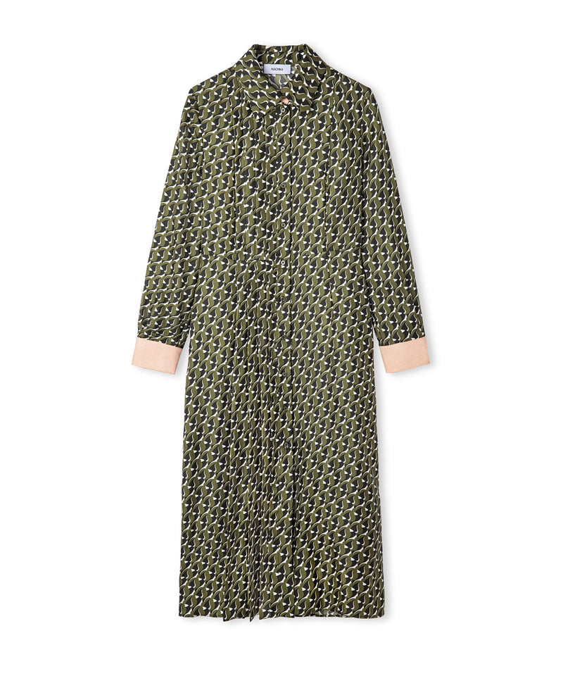 Machka Patterned Silk Dress Green