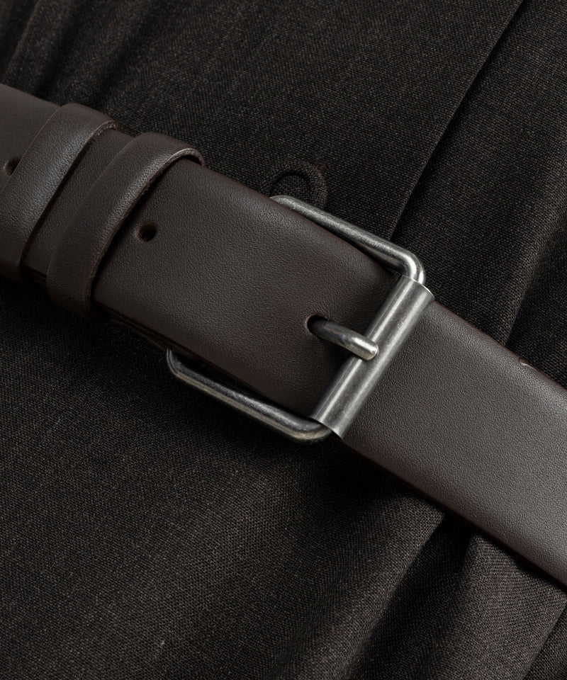 Machka Wool Shirt-Collar Dress Dark Brown