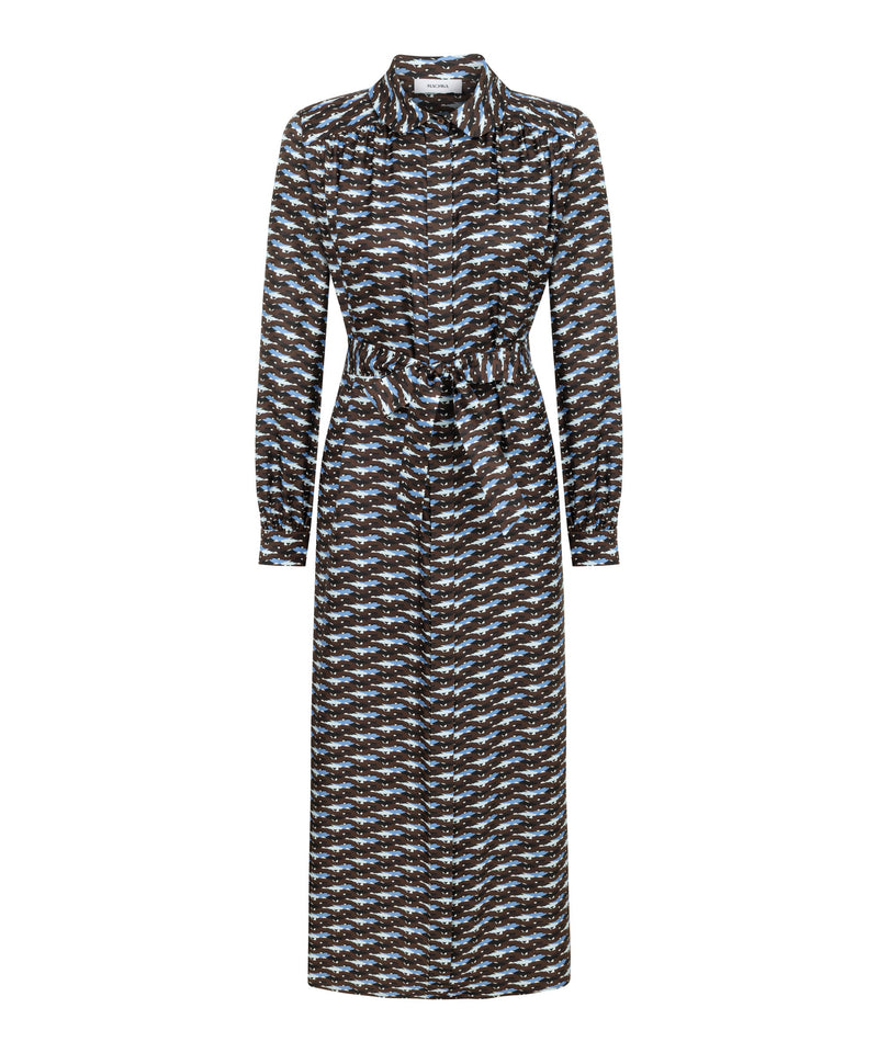 Machka Patterned Silk Dress Brown