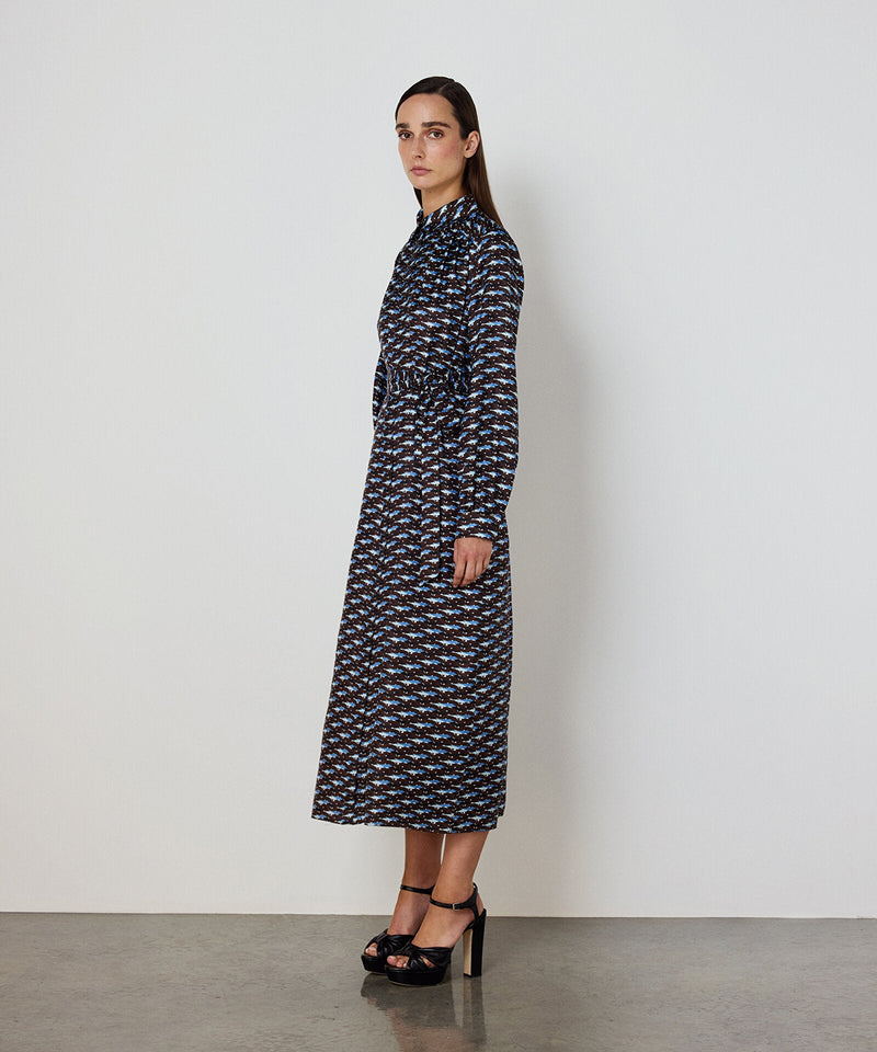 Machka Patterned Silk Dress Brown