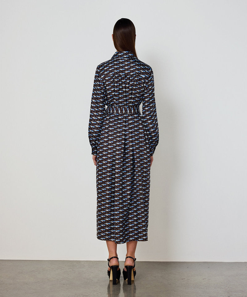Machka Patterned Silk Dress Brown