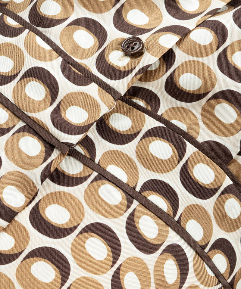 Machka Patterned High-Neck Silk Dress Cinnamon