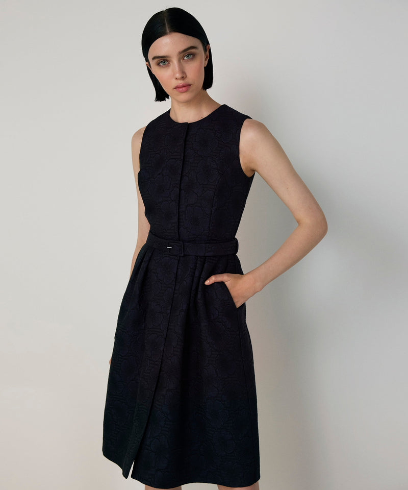 Machka Floral Jacquard Dress Navy